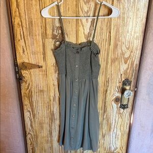 SHEIN Olive Green Midi Dress with Button Detail